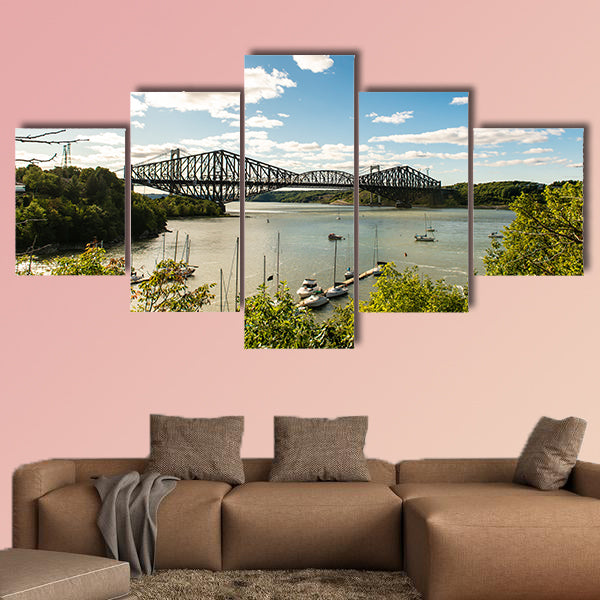 Quebec City Bridge in Canada on the day time multi panel canvas wall art