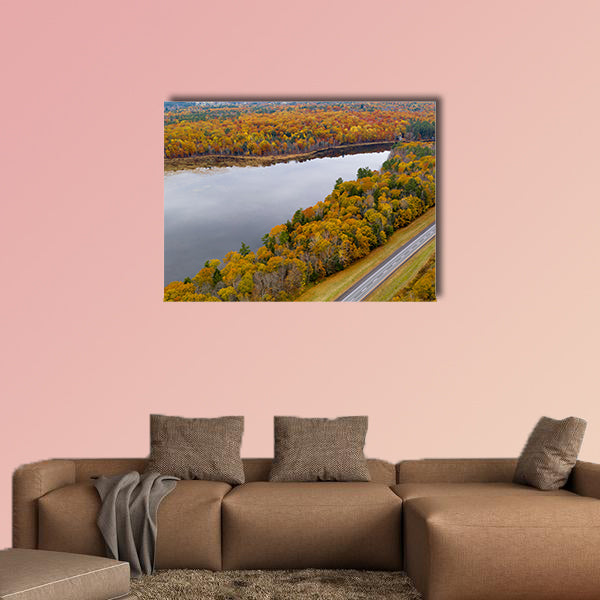 A big semi truck rig enjoys fall color in New England wall art