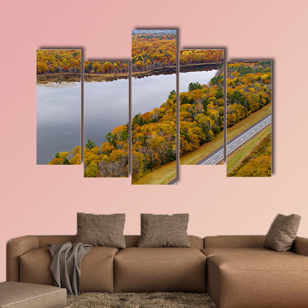 A big semi truck rig enjoys fall color in New England wall art