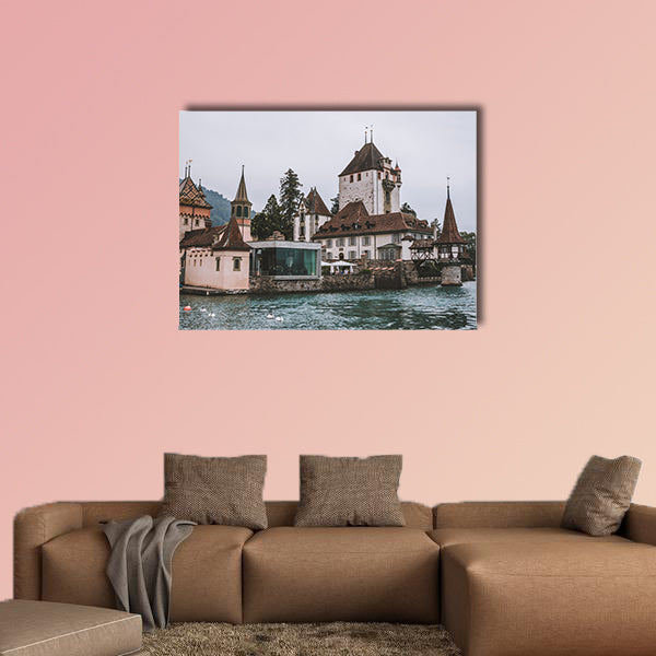View on Oberhofen Castle Switzerland, Europe multi panel canvas wall art