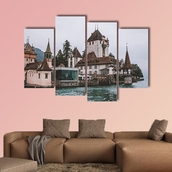 View on Oberhofen Castle Switzerland, Europe multi panel canvas wall art