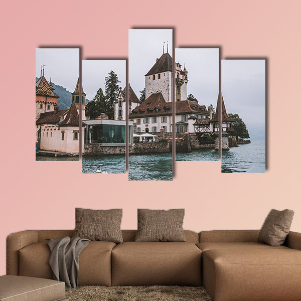 View on Oberhofen Castle Switzerland, Europe multi panel canvas wall art