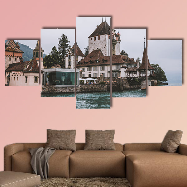 View on Oberhofen Castle Switzerland, Europe multi panel canvas wall art