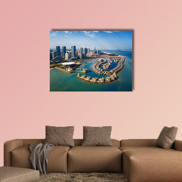 Xiamen city architecture viewed from air in Fujian, China Multi panel canvas wall art