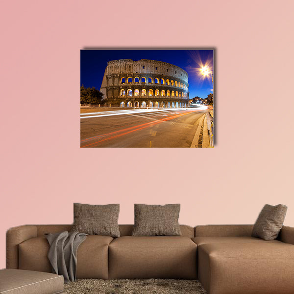 Colosseum at night famous landmark of Rome Italy multi panel canvas wall art