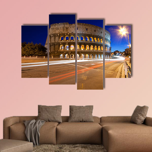 Colosseum at night famous landmark of Rome Italy multi panel canvas wall art