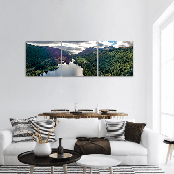 Laggan with swing bridge in the Great Glen in the Scottish highlands panoramic canvas wall art
