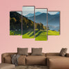 Green pasture and mountains, perfect road trip,Slovenia Multi panel canvas wall art