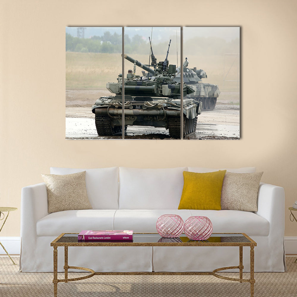 The main Russian tank T-90 Multi Panel Canvas Wall Art