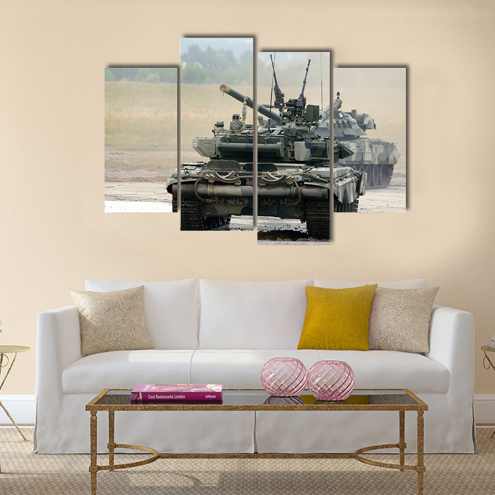 The main Russian tank T-90 Multi Panel Canvas Wall Art