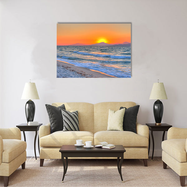 Sunset at the Aegean sea Multi Panel Canvas Wall Art