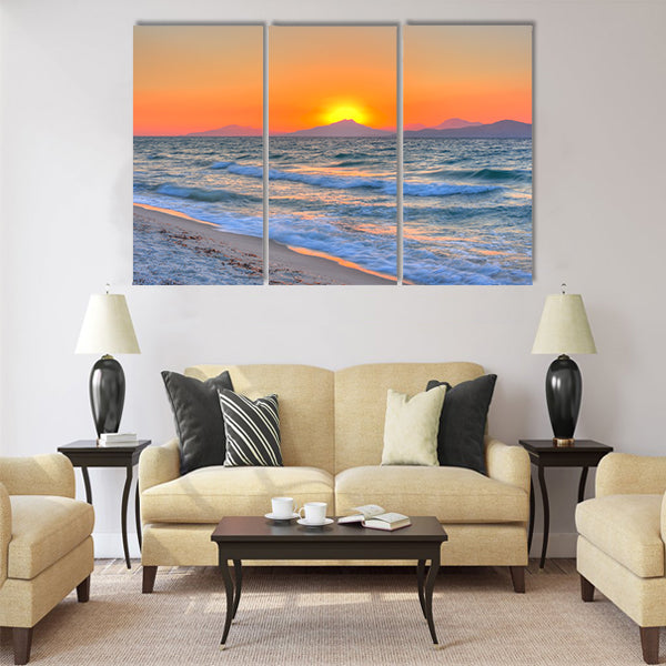 Sunset at the Aegean sea Multi Panel Canvas Wall Art