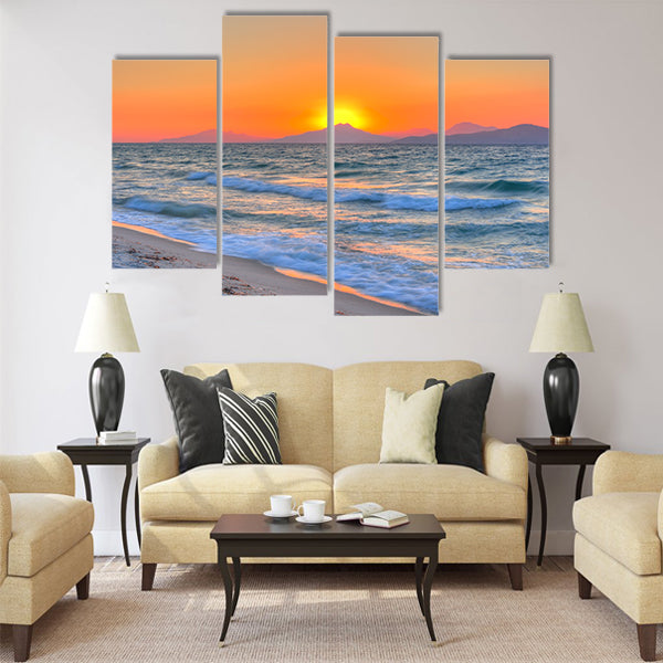 Sunset at the Aegean sea Multi Panel Canvas Wall Art