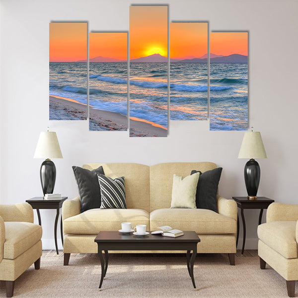 Sunset at the Aegean sea Multi Panel Canvas Wall Art