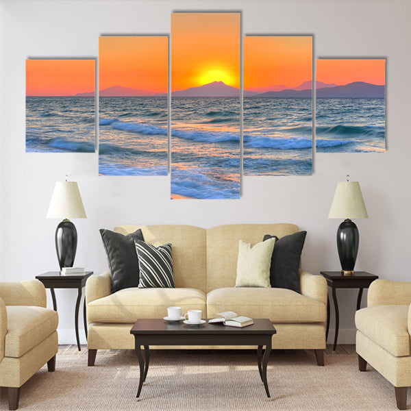 Sunset at the Aegean sea Multi Panel Canvas Wall Art