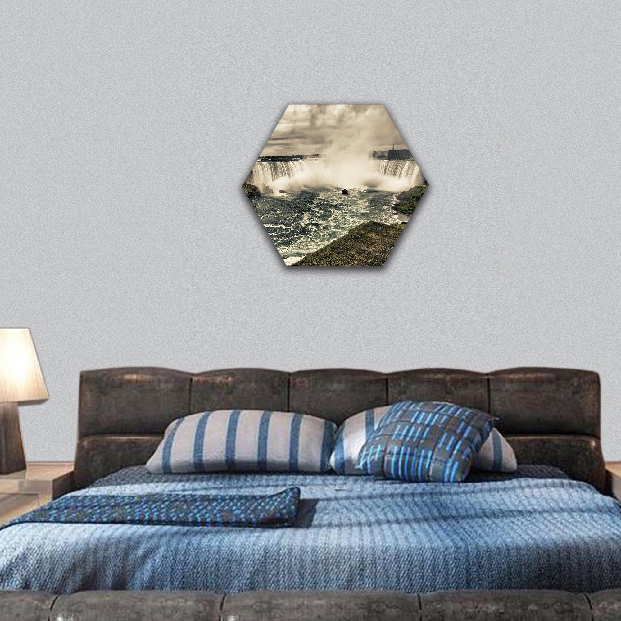 Power of Niagara Waterfalls on Canadian Side hexagonal canvas wall art