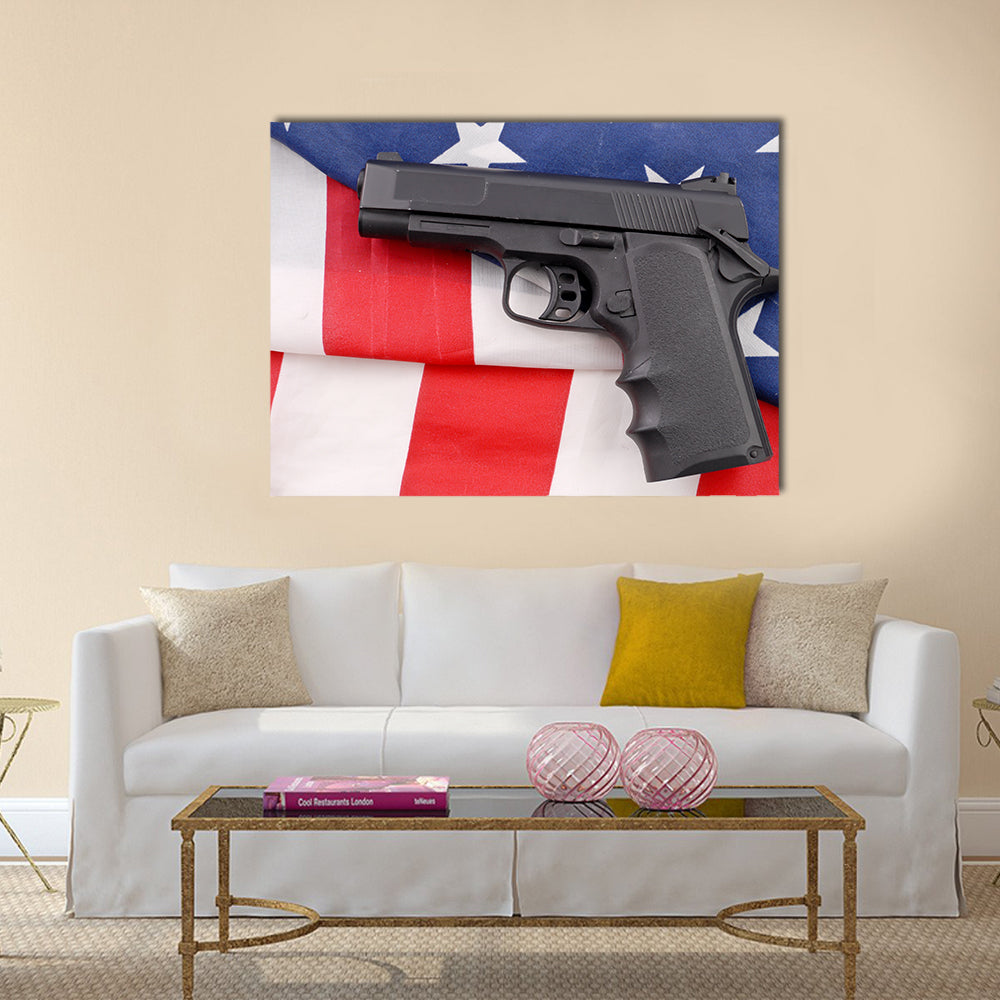 Military Gun And Flag multi panel canvas wall art