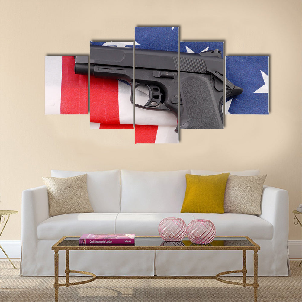Military Gun And Flag multi panel canvas wall art