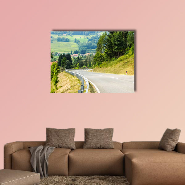 Road curves in Austrian mountains multi panel canvas wall art