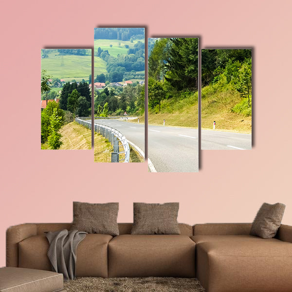 Road curves in Austrian mountains multi panel canvas wall art