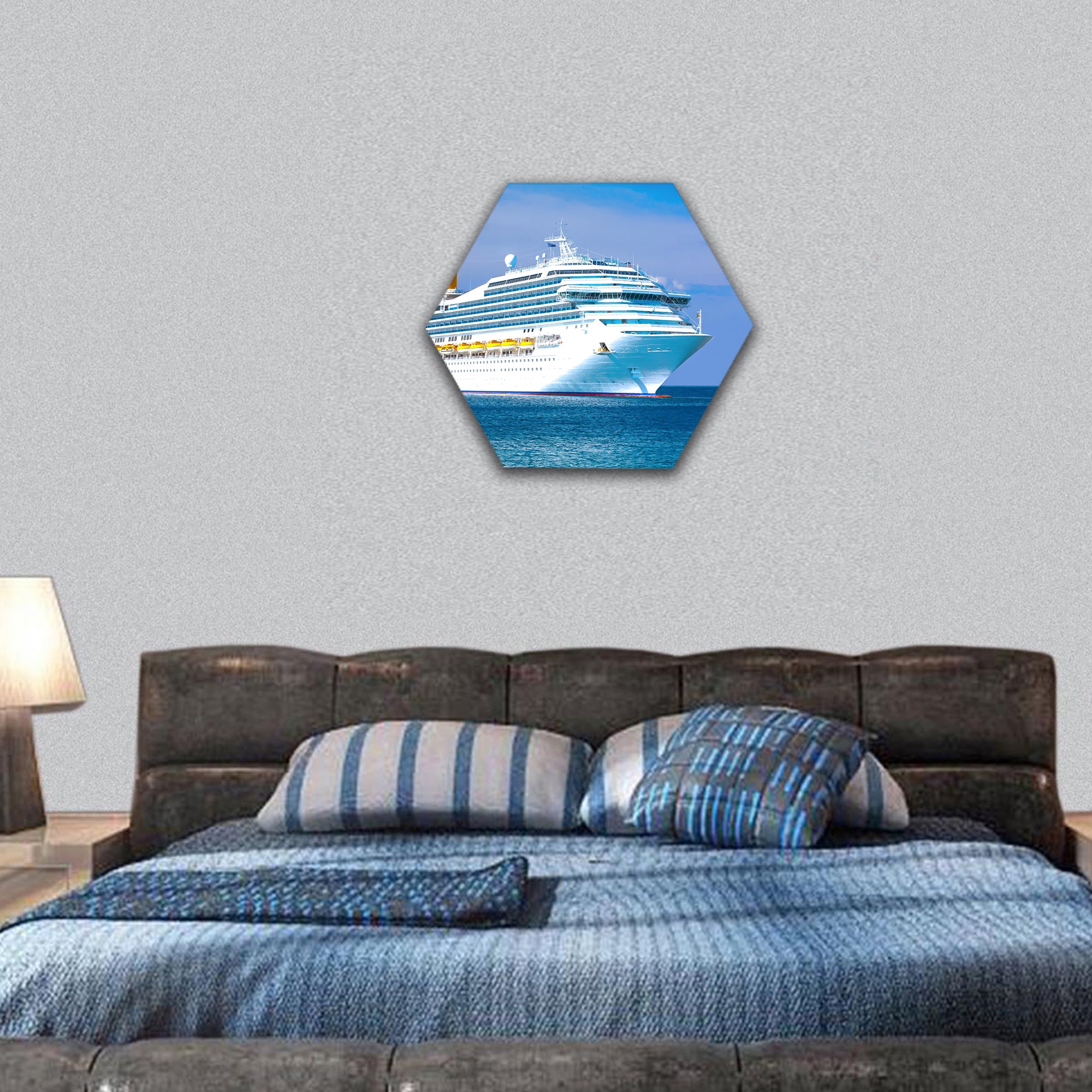 Cruise ship hexagonal canvas wall art