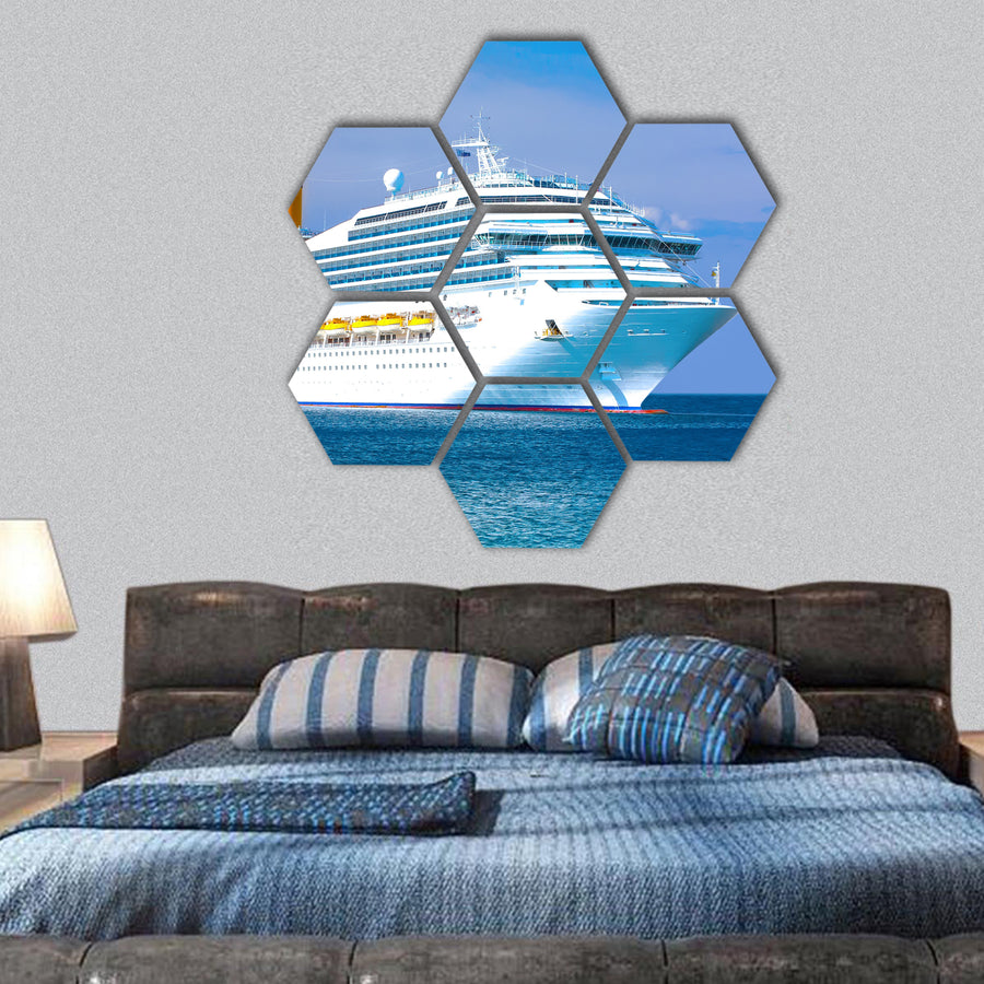 Cruise ship hexagonal canvas wall art