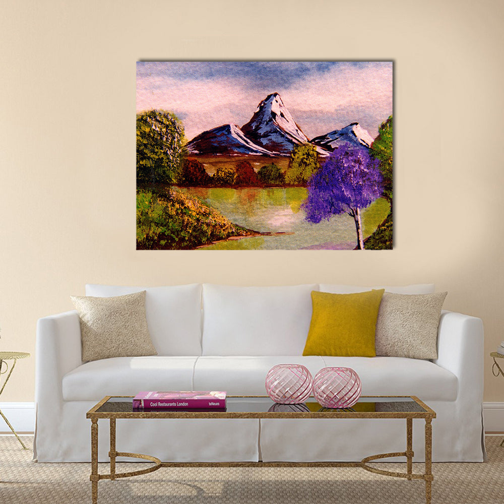 Nice Image of a watercolor original painting on Paper Multi Panel Canvas Wall Art