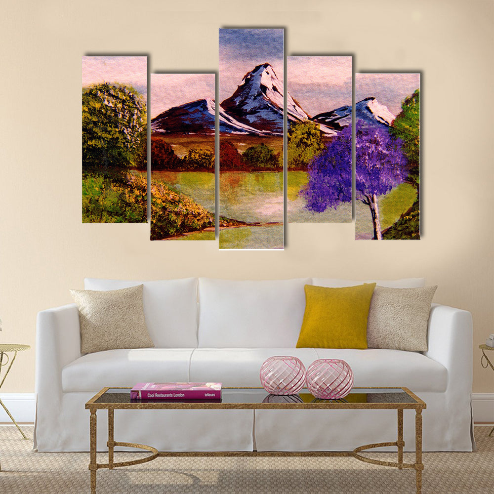 Nice Image of a watercolor original painting on Paper Multi Panel Canvas Wall Art