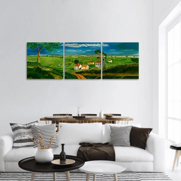Very Nice small scale Original oil painting on Wood panel panoramic canvas wall art