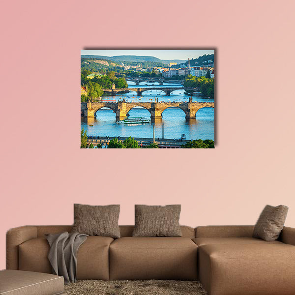 Vltava River and bridges Multi panel canvas wall art