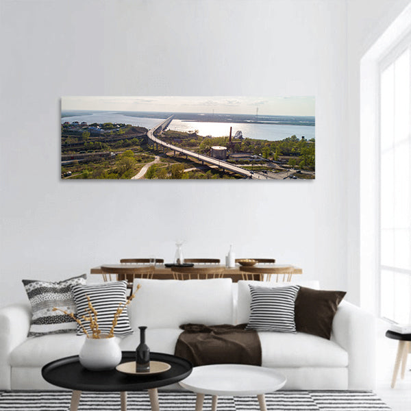 Amur River in Khabarovsk city eastern Russia panoramic canvas wall art