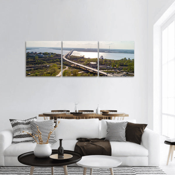 Amur River in Khabarovsk city eastern Russia panoramic canvas wall art