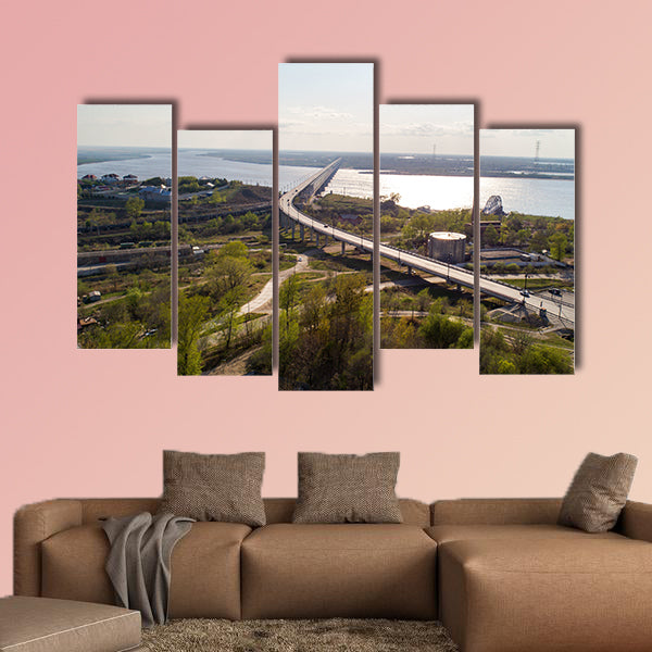 Khabarovsk Bridge is a road and rail bridge, multi panel canvas wall art