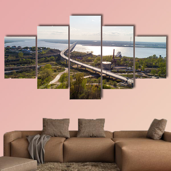 Khabarovsk Bridge is a road and rail bridge, multi panel canvas wall art