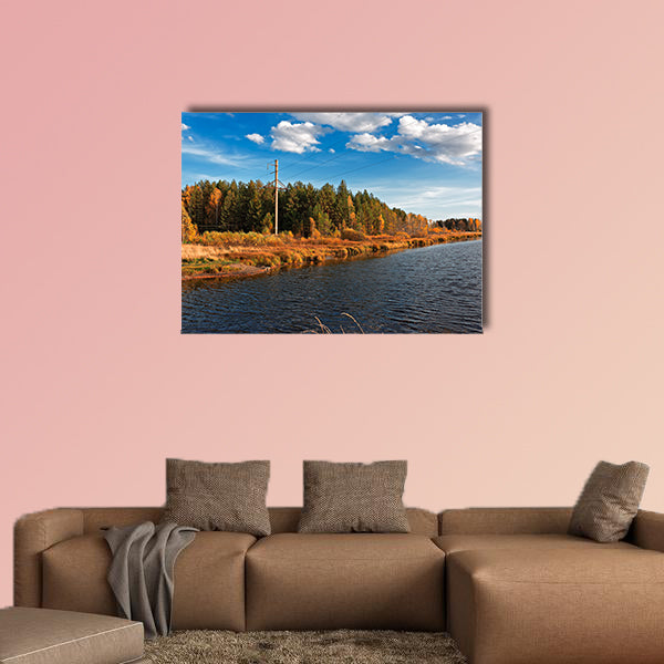 Beautiful autumn forest with colorful trees and pacturesque sky wall art