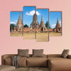 View of ruins of the old city of Ayutthaya, Thailand Multi panel canvas wall art