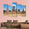 View of ruins of the old city of Ayutthaya, Thailand Multi panel canvas wall art