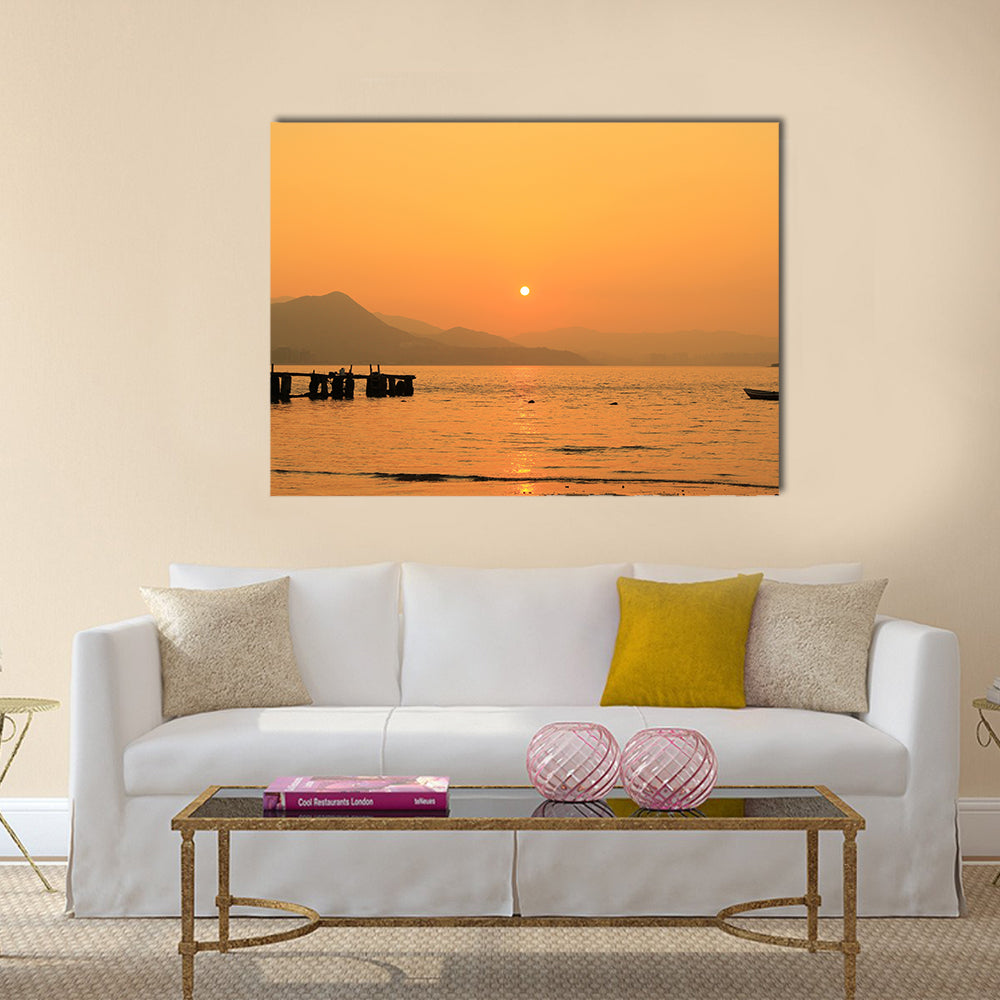 Sunset In beach, Multi Panel Canvas Wall Art