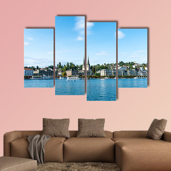 Cityscape of Lucerne, Luzern, in Switzerland multi panel canvas wall art
