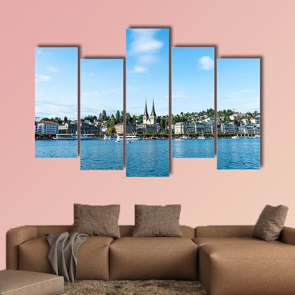 Cityscape of Lucerne, Luzern, in Switzerland multi panel canvas wall art