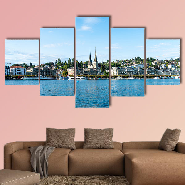 Cityscape of Lucerne, Luzern, in Switzerland multi panel canvas wall art