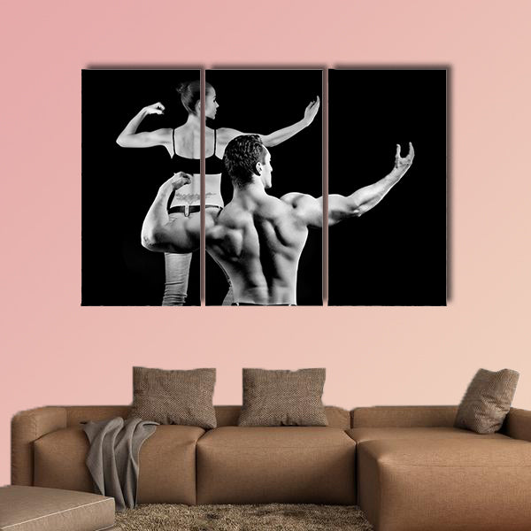 man and a woman in the gym Multi panel canvas wall art