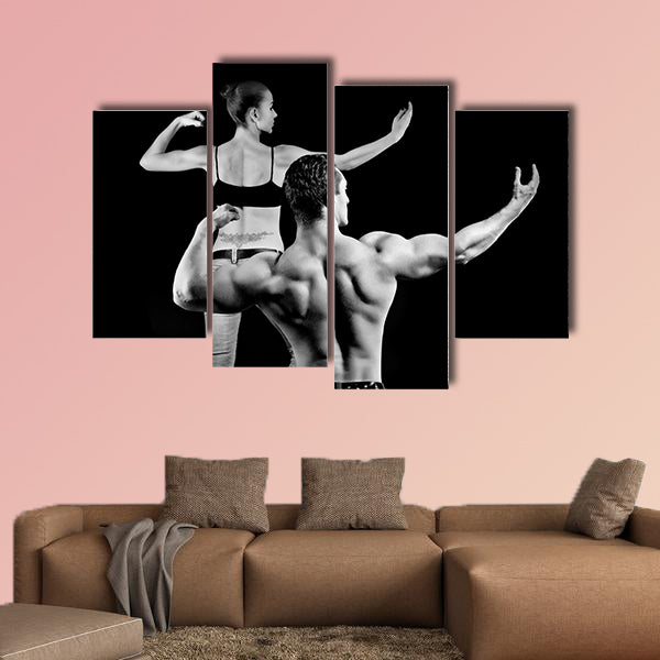 man and a woman in the gym Multi panel canvas wall art