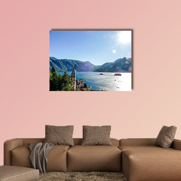 Lake in mountains, beautiful photo multi panel canvas wall art