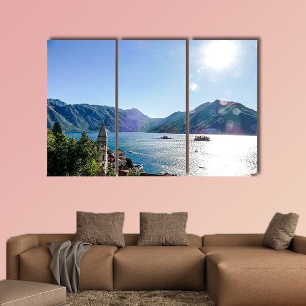 Lake in mountains, beautiful photo multi panel canvas wall art