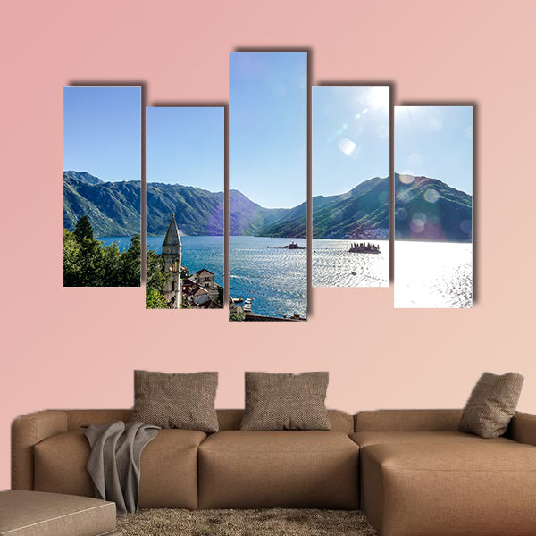 Lake in mountains, beautiful photo multi panel canvas wall art