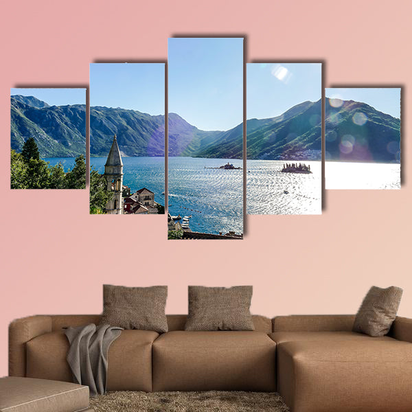 Lake in mountains, beautiful photo multi panel canvas wall art