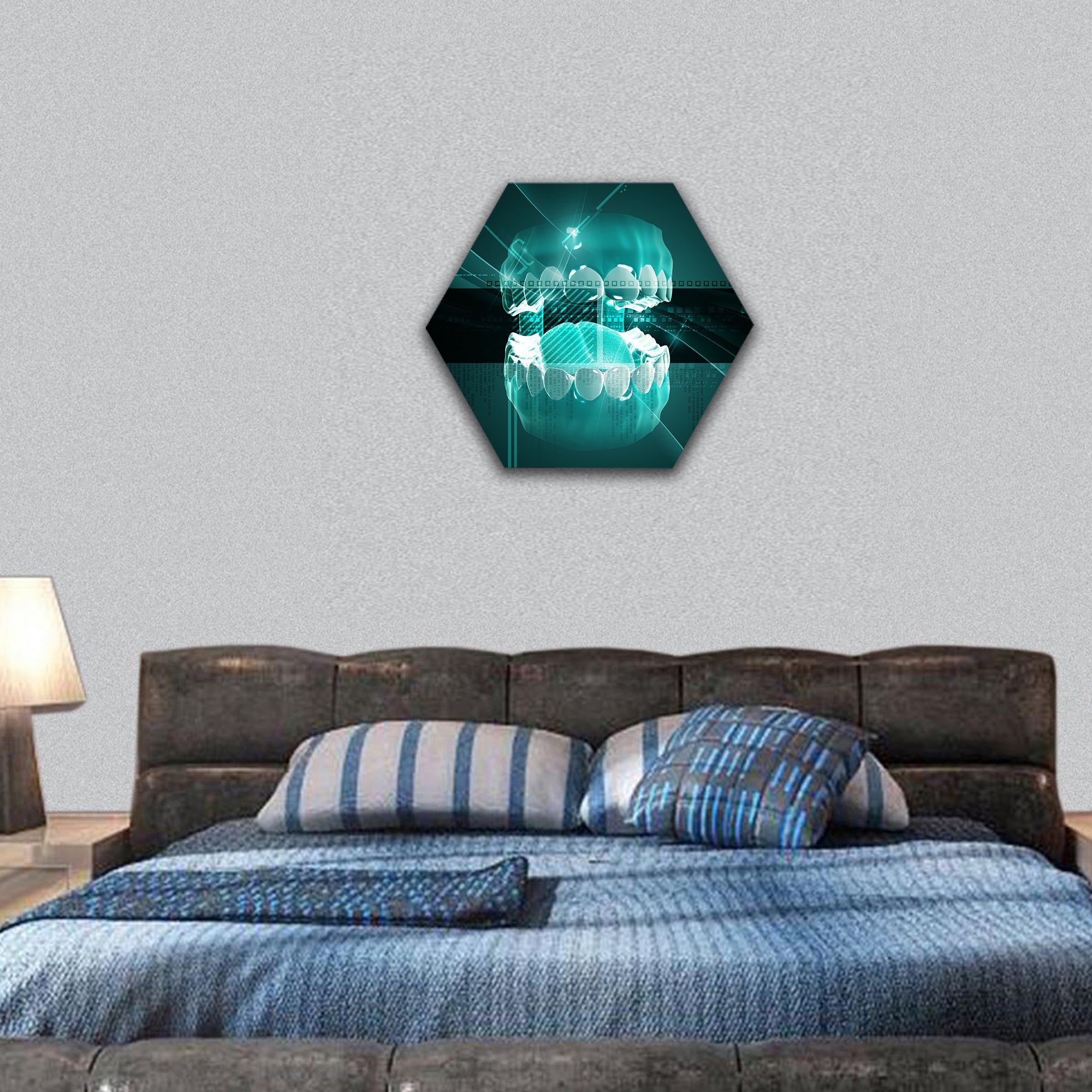Digital illustration of Mouth hexagonal canvas wall art