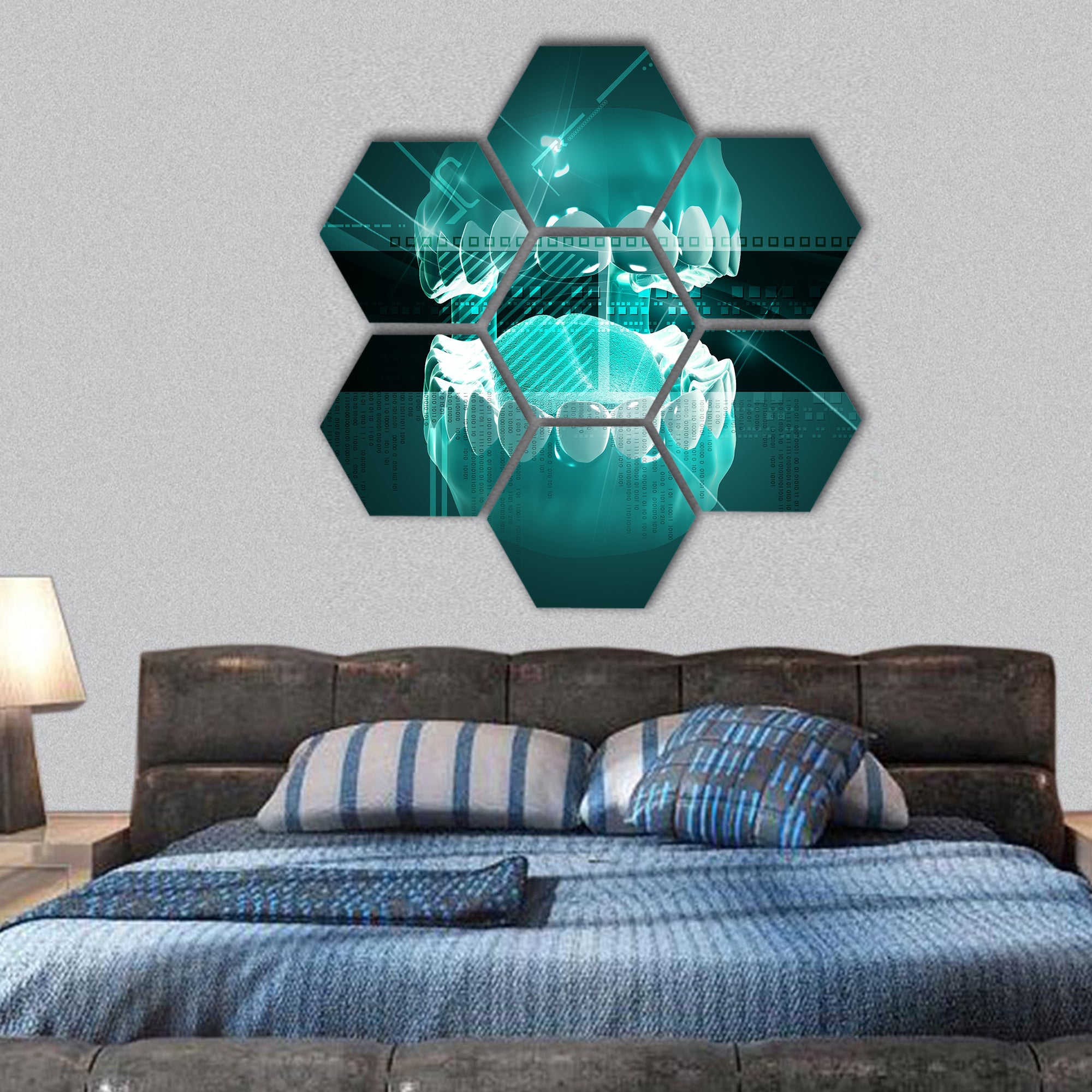 Digital illustration of Mouth hexagonal canvas wall art