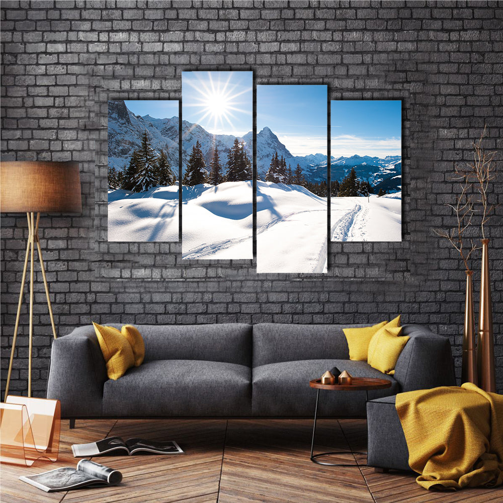 The Grindelward, Switzerland In The Winter, Multi Panel Canvas Wall Art